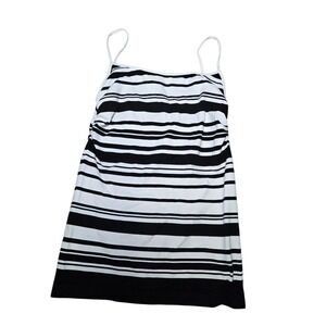 Body Central Striped Cami One Size Black‎ White Ruched Sides Tank Top Y2K 2000s